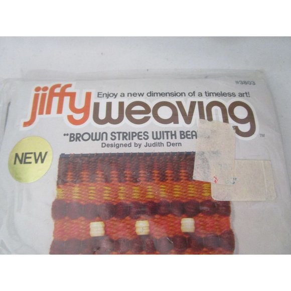 Vintage Jiffy Weaving Brown Stripes Beads Judith Dern NOS Minor Package Damage - Picture 3 of 10